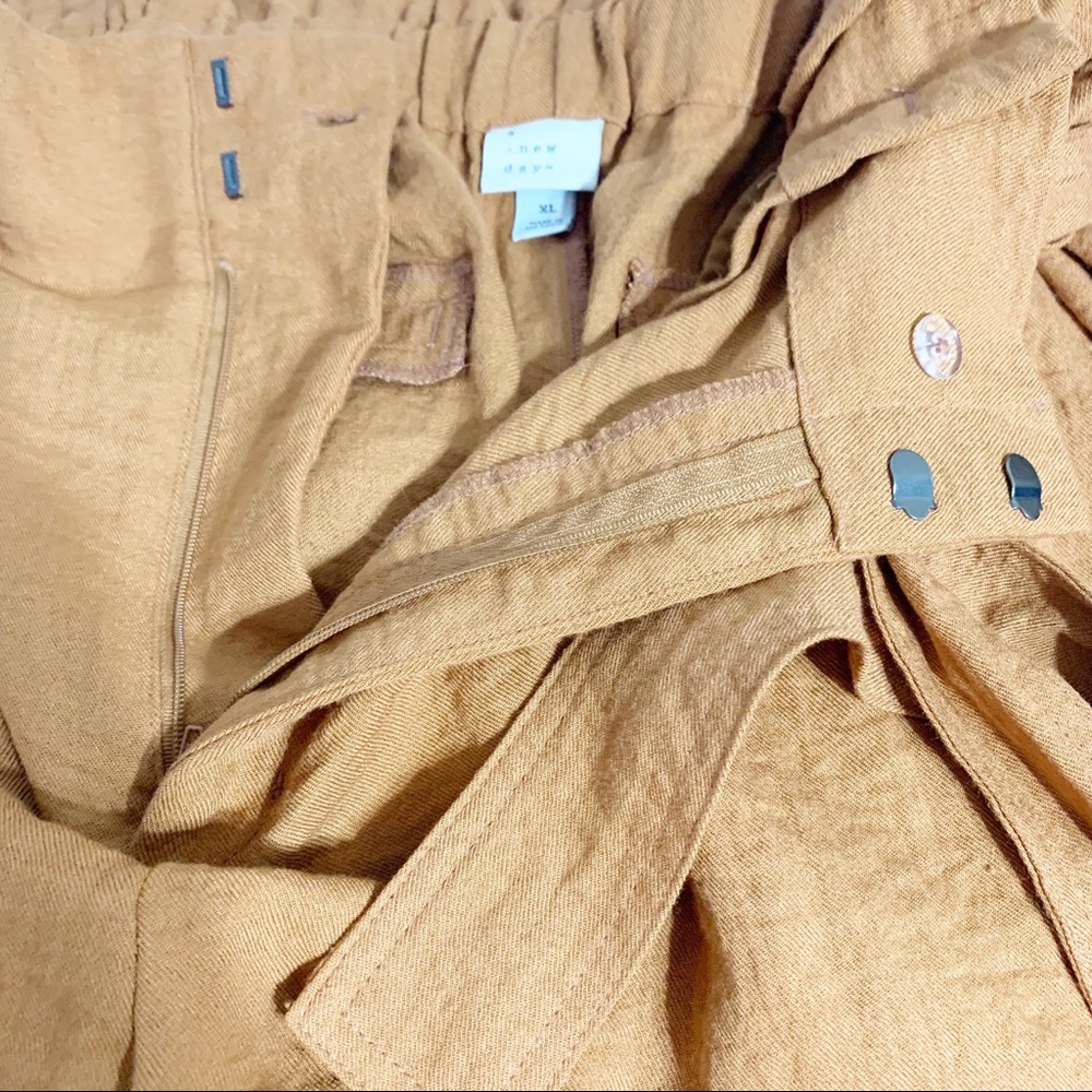 a new day Paper Bag Self Tie High Waisted Rayon Blend Shorts Burnt Orange - Picture 12 of 13